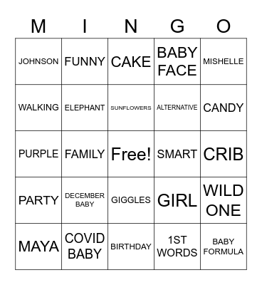 Maya's Bingo Card