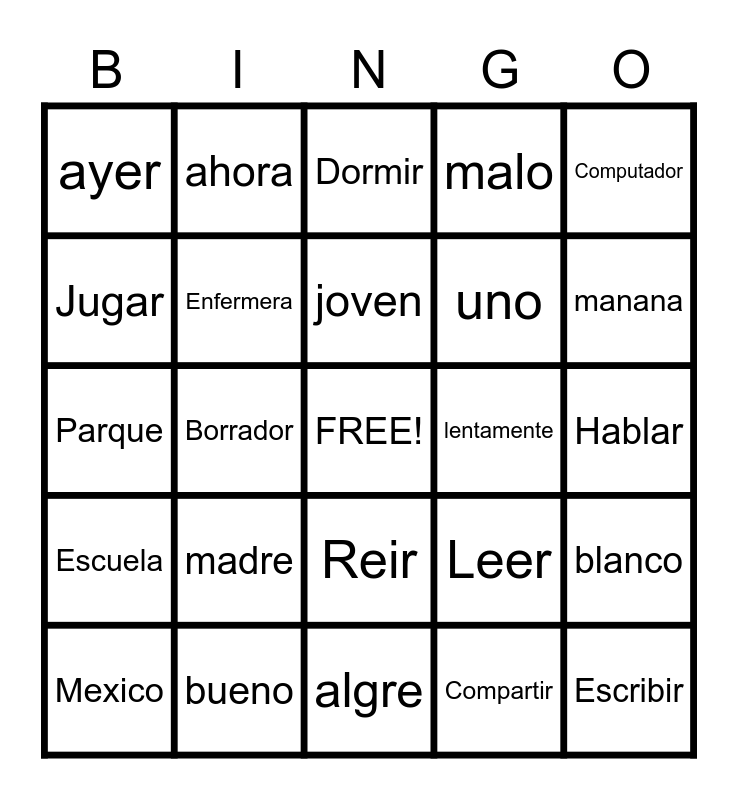 Bingo Para Aprender Verbos Bingo Card Hot Sex Picture