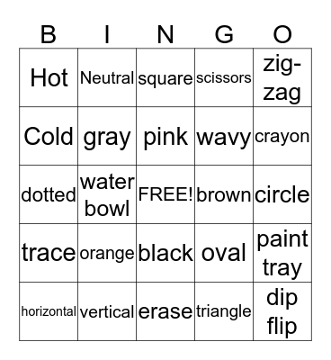 K-3 A rt Bingo Card