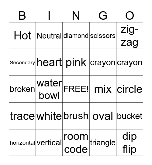 K-3 Art Bingo Card