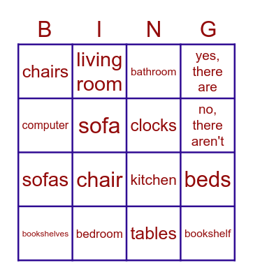 THINGS AT HOME Bingo Card