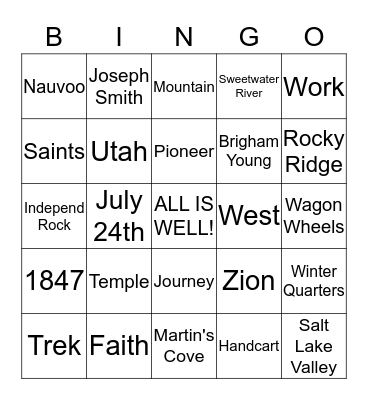 Trek Bingo Card