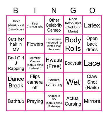 Guitly Pleasure Bingo Card