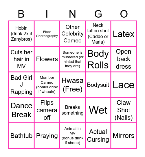Guitly Pleasure Bingo Card