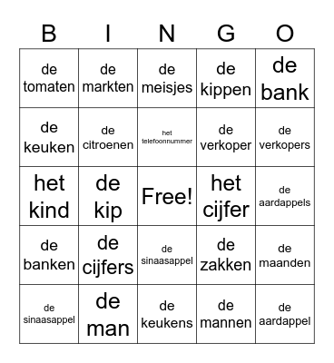 Boodschappen doen Bingo Card