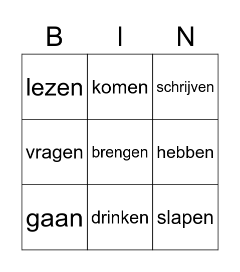 imperfectum Bingo Card