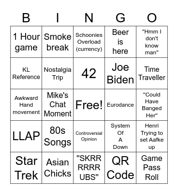 LooneySchooney Bingo Card
