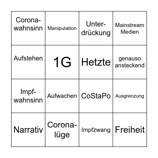 CORONA BULLSHIT BINGO! Bingo Card