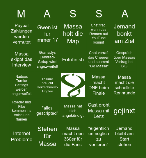 TMGL Massa Cast Bingo Card