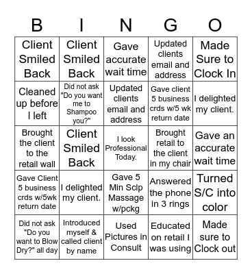Smile Back WOW  Bingo Card