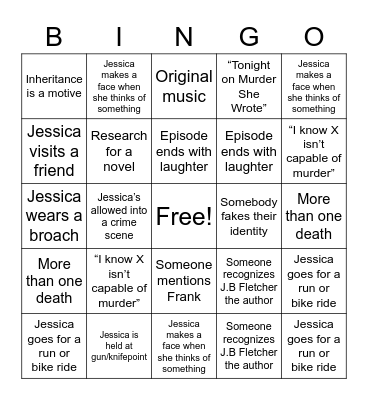 Murder She Bingo'd Bingo Card
