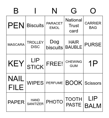 HANDBAG BINGO Card