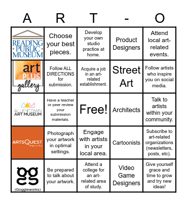 Thanksgiving Break Art-O Bingo Card