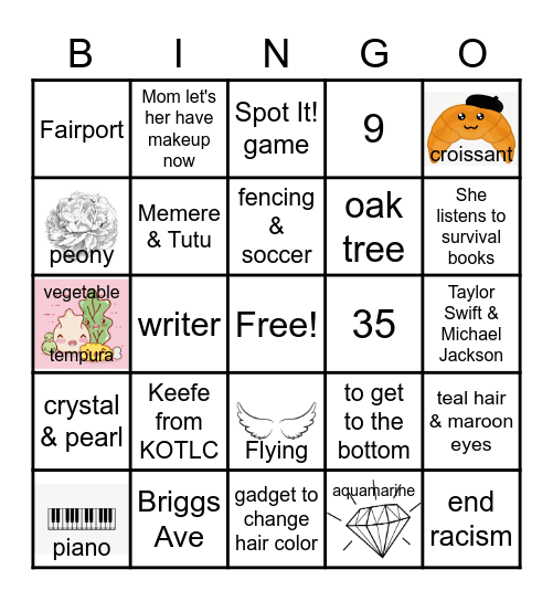 Vivienne's Birthday Bingo Card
