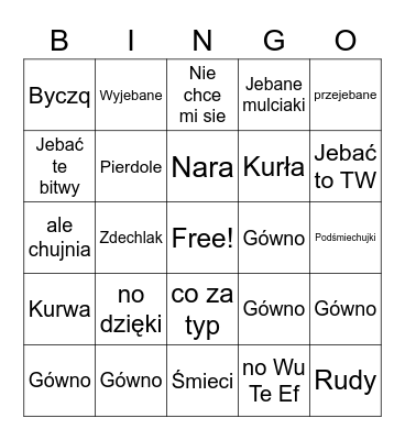 Pizza Bingo Card