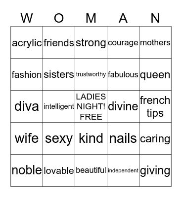 GIRL'S ONLY Bingo Card