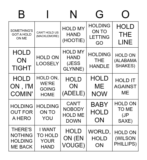 HOLD Bingo Card