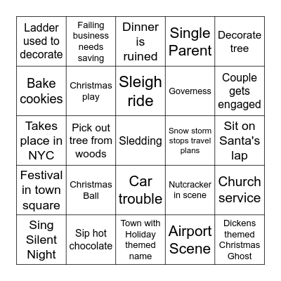 Hallmark Movies Bingo Card