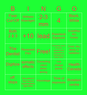 Rad 1 Group 13 Bingo Card