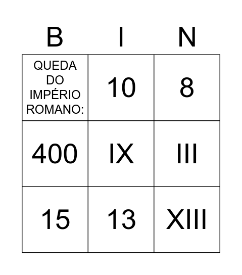 BINGO ROMANO Bingo Card