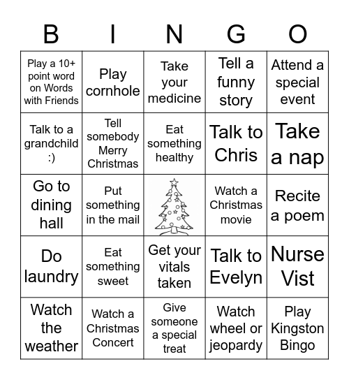 Gimme's Christmas Bingo Card