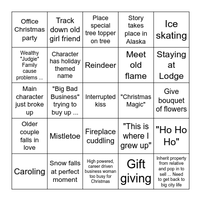 Hallmark Christmas Movie Bingo Card