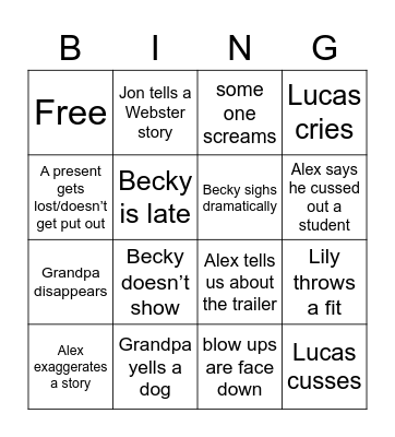 BERGER FAMILY XMAS Bingo Card