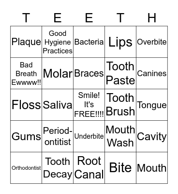 DENTAL BINGO Card