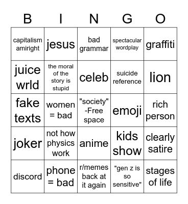 i am 14 and this is deep Bingo Card