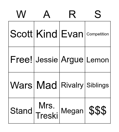 Lemonade Wars Bingo by Ava and Lyla Bingo Card