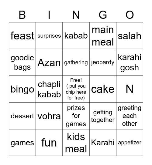 vohra banquet Bingo Card