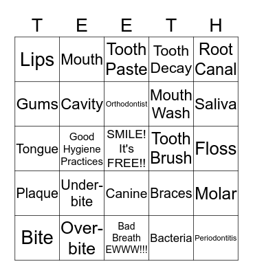 DENTAL BINGO Card