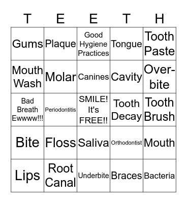 DENTAL BINGO Card