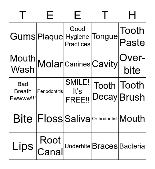 DENTAL BINGO Card