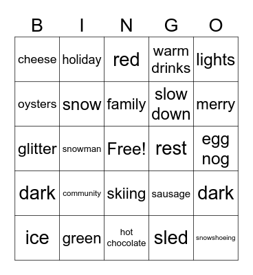 Solstice Bingo Card