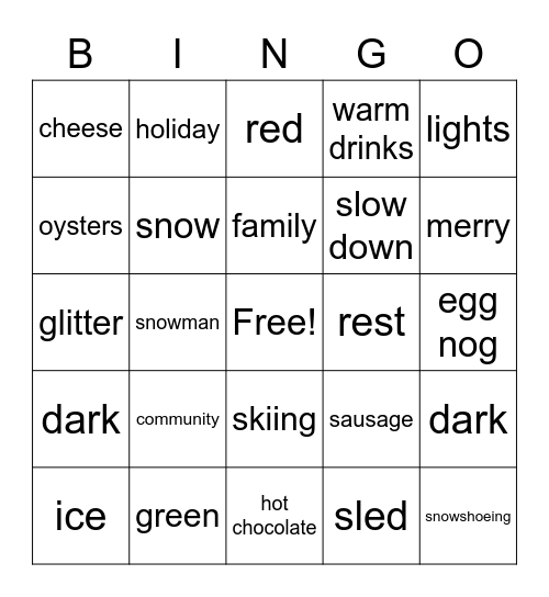 Solstice Bingo Card