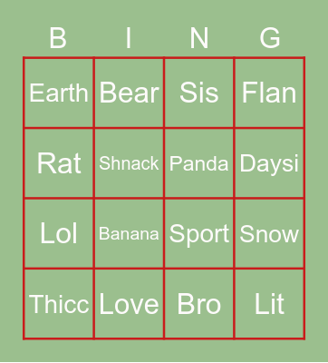 Bingo! Bingo Card