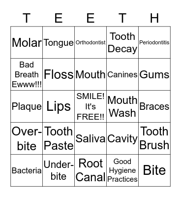 DENTAL BINGO Card