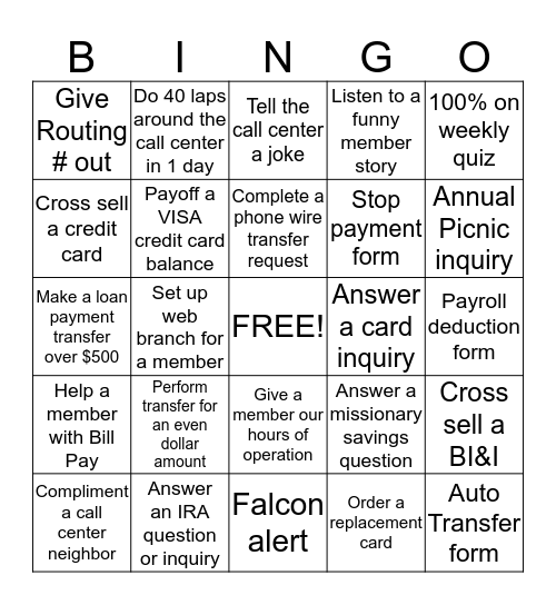 Call Center BINGO Fun! Bingo Card