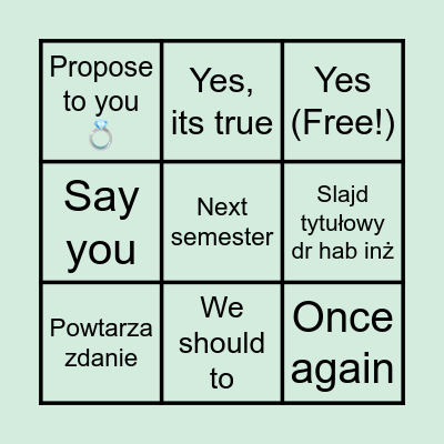 Tadek Bingo Card