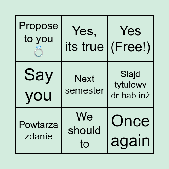 Tadek Bingo Card