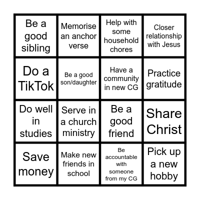 P6 Graduation Party Bingo Card