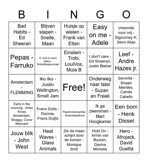 SINTERKLAAS Bingo Card