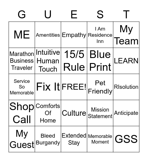 RIsolution  Bingo Card