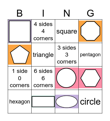 2D Shapes Bingo Card