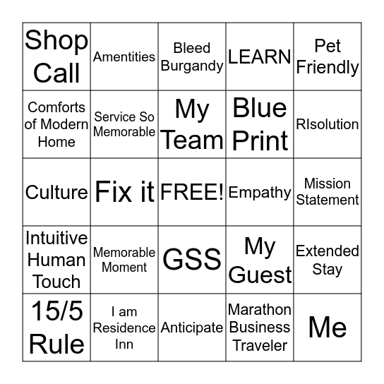 RIsolution Bingo!  Bingo Card