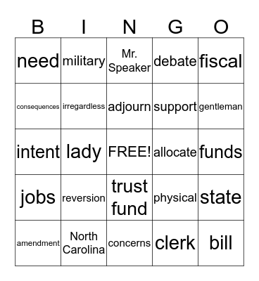 ECU Budget Bingo Card