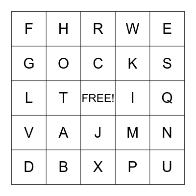 Sign Language Bingo Card