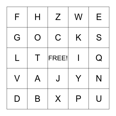 Sign Language Bingo Card