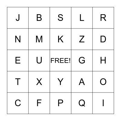 Sign Language Bingo Card